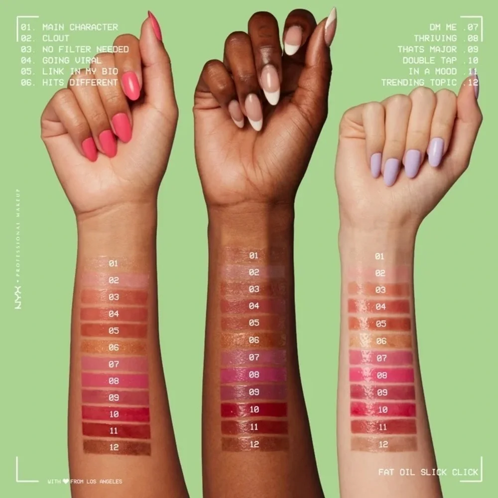 3/$12 NYX 06 Hits Different Fat Oil Slick Click Shiny Lip Balm